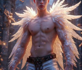 AI-generated wizards of the lion house — handsome shirtless mages of the wizard academy conjuring great white lions in cinematic UHD fantasy art.