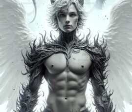 AI-generated wizards of the lion house — handsome shirtless mages of the wizard academy conjuring great white lions in cinematic UHD fantasy art.