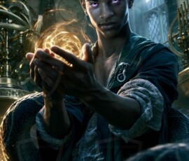 AI-generated wizards of the serpent house handsome shirtless mages of the wizard academy conjuring demonic snakes in dark cinematic UHD fantasy art.