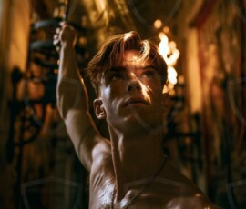 AI-generated wizards of the serpent house handsome shirtless mages of the wizard academy conjuring demonic snakes in dark cinematic UHD fantasy art.