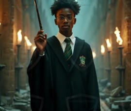 AI-generated wizards of the serpent house handsome shirtless mages of the wizard academy conjuring demonic snakes in dark cinematic UHD fantasy art.