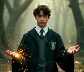 AI-generated wizards of the serpent house handsome shirtless mages of the wizard academy conjuring demonic snakes in dark cinematic UHD fantasy art.