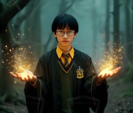 AI-generated wizards of the serpent house handsome shirtless mages of the wizard academy conjuring demonic snakes in dark cinematic UHD fantasy art.