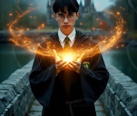 AI-generated wizards of the serpent house handsome shirtless mages of the wizard academy conjuring demonic snakes in dark cinematic UHD fantasy art.