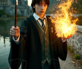 AI-generated wizards of the serpent house handsome shirtless mages of the wizard academy conjuring demonic snakes in dark cinematic UHD fantasy art.