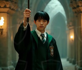 AI-generated wizards of the serpent house handsome shirtless mages of the wizard academy conjuring demonic snakes in dark cinematic UHD fantasy art.