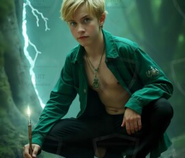 AI-generated wizards of the serpent house handsome shirtless mages of the wizard academy conjuring demonic snakes in dark cinematic UHD fantasy art.
