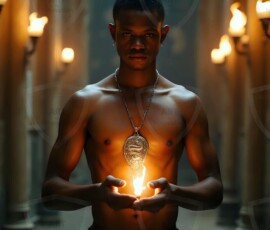 AI-generated wizards of the serpent house handsome shirtless mages of the wizard academy conjuring demonic snakes in dark cinematic UHD fantasy art.