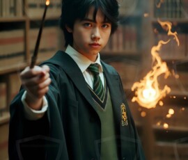 AI-generated wizards of the serpent house handsome shirtless mages of the wizard academy conjuring demonic snakes in dark cinematic UHD fantasy art.