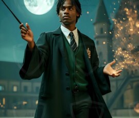 AI-generated wizards of the serpent house handsome shirtless mages of the wizard academy conjuring demonic snakes in dark cinematic UHD fantasy art.