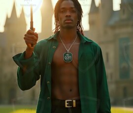 AI-generated wizards of the serpent house — handsome shirtless mages of the wizard academy conjuring demonic snakes in dark cinematic UHD fantasy art.