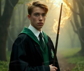 AI-generated wizards of the serpent house handsome shirtless mages of the wizard academy conjuring demonic snakes in dark cinematic UHD fantasy art.