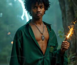 AI-generated wizards of the serpent house handsome shirtless mages of the wizard academy conjuring demonic snakes in dark cinematic UHD fantasy art.
