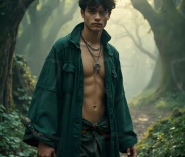 AI-generated wizards of the serpent house handsome shirtless mages of the wizard academy conjuring demonic snakes in dark cinematic UHD fantasy art.