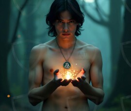 AI-generated wizards of the serpent house handsome shirtless mages of the wizard academy conjuring demonic snakes in dark cinematic UHD fantasy art.
