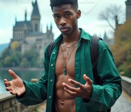AI-generated wizards of the serpent house handsome shirtless mages of the wizard academy conjuring demonic snakes in dark cinematic UHD fantasy art.