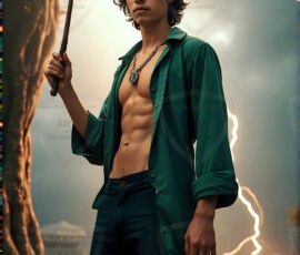 AI-generated wizards of the serpent house handsome shirtless mages of the wizard academy conjuring demonic snakes in dark cinematic UHD fantasy art.
