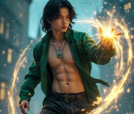 AI-generated wizards of the serpent house handsome shirtless mages of the wizard academy conjuring demonic snakes in dark cinematic UHD fantasy art.