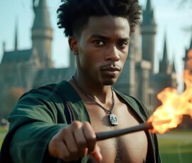 AI-generated wizards of the serpent house handsome shirtless mages of the wizard academy conjuring demonic snakes in dark cinematic UHD fantasy art.