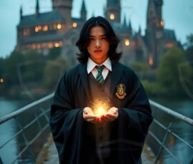 AI-generated wizards of the serpent house handsome shirtless mages of the wizard academy conjuring demonic snakes in dark cinematic UHD fantasy art.