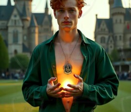 AI-generated wizards of the serpent house handsome shirtless mages of the wizard academy conjuring demonic snakes in dark cinematic UHD fantasy art.