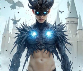 AI-generated wizards of the serpent house — handsome shirtless mages of the wizard academy conjuring demonic snakes in dark cinematic UHD fantasy art.