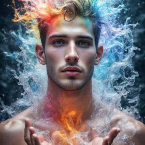 AI-generated Pride celebration art — handsome men at vibrant LGBTQ+ Pride parades, embellished with rainbow colors, walking with pride, and celebrating love. By Jeff Dupler.