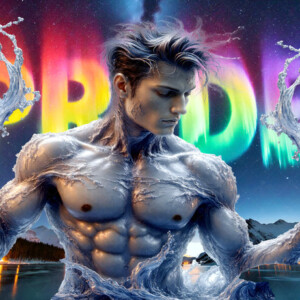 AI-generated Pride celebration art — handsome men at vibrant LGBTQ+ Pride parades, embellished with rainbow colors, walking with pride, and celebrating love. By Jeff Dupler.