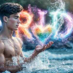 AI-generated Pride celebration art — handsome men at vibrant LGBTQ+ Pride parades, embellished with rainbow colors, walking with pride, and celebrating love. By Jeff Dupler.
