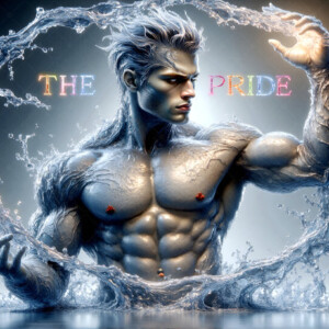 AI-generated Pride celebration art — handsome men at vibrant LGBTQ+ Pride parades, embellished with rainbow colors, walking with pride, and celebrating love. By Jeff Dupler.