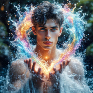 AI-generated Pride celebration art — handsome men at vibrant LGBTQ+ Pride parades, embellished with rainbow colors, walking with pride, and celebrating love. By Jeff Dupler.