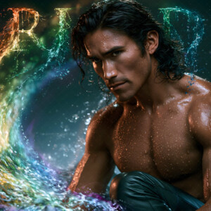 AI-generated Pride celebration art handsome men at vibrant LGBTQ+ Pride parades, embellished with rainbow colors, walking with pride, and celebrating love. By Jeff Dupler.