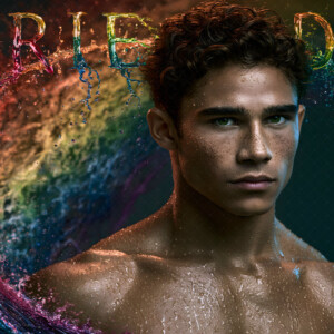 AI-generated Pride celebration art handsome men at vibrant LGBTQ+ Pride parades, embellished with rainbow colors, walking with pride, and celebrating love. By Jeff Dupler.