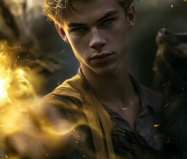 AI-generated wizards of the badger house handsome shirtless mages of the wizard academy conjuring fierce loyal badgers in cinematic UHD fantasy art.