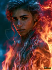 Beautiful Women Enveloped by Color – AI Abstract Art