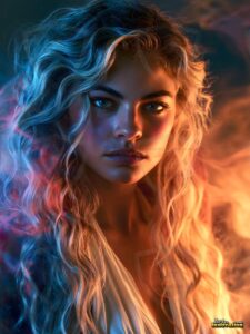 Beautiful Women Enveloped by Color – AI Abstract Art