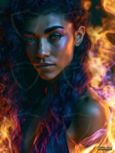 Beautiful Women Enveloped by Color – AI Abstract Art