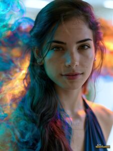 Beautiful Women Enveloped by Color – AI Abstract Art