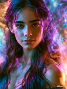Beautiful Women Enveloped by Color – AI Abstract Art