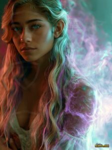 Beautiful Women Enveloped by Color – AI Abstract Art