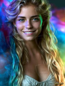 Beautiful Women Enveloped by Color – AI Abstract Art