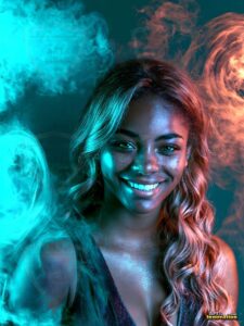 Beautiful Women Enveloped by Color – AI Abstract Art
