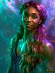 Beautiful Women Enveloped by Color – AI Abstract Art