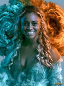Beautiful Women Enveloped by Color – AI Abstract Art