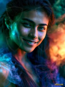 Beautiful Women Enveloped by Color – AI Abstract Art