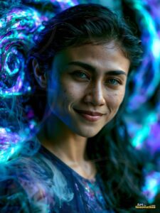 Beautiful Women Enveloped by Color – AI Abstract Art