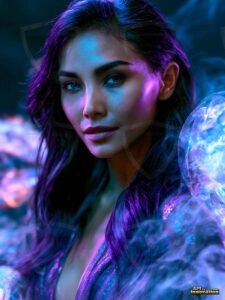 Beautiful Women Enveloped by Color – AI Abstract Art