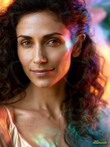 Beautiful Women Enveloped by Color – AI Abstract Art