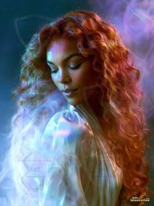 Beautiful Women Enveloped by Color – AI Abstract Art