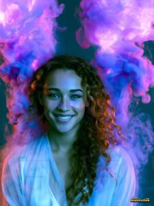 Beautiful Women Enveloped by Color – AI Abstract Art